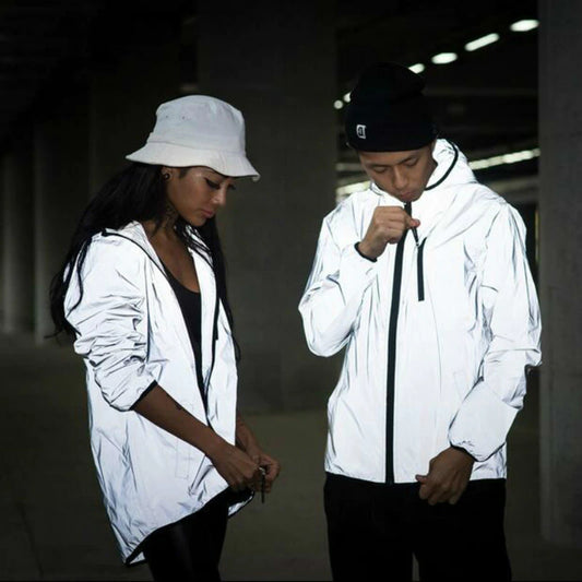 Hot Men'S Full Reflective Jacket Light Hoodies Women Jackets Hip Hop Waterproof Windbreaker Hooded Streetwear Coats Man Oversize
